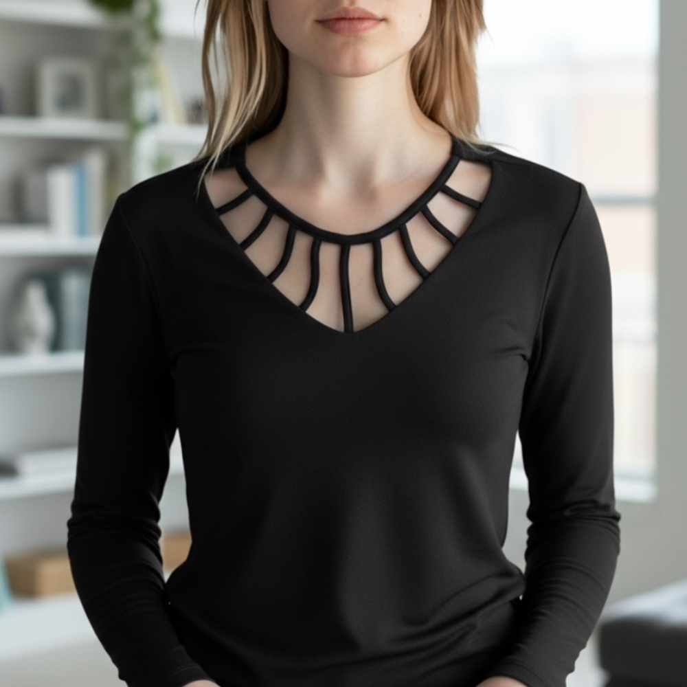 Charlotte Russe black cutout long sleeve top xl